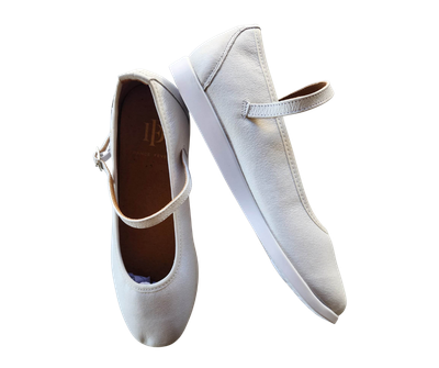 7820W-1 Dance Fever Ladies Mary-Jane - All White, Spin-Spot Sole