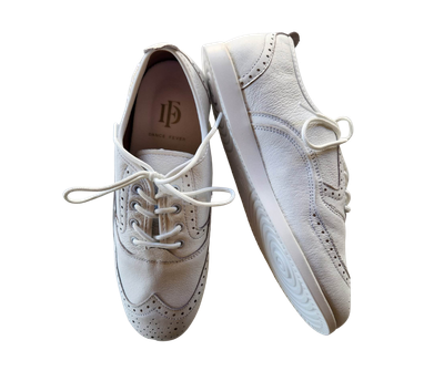 7821W - Dance Fever, Ladies Wing-Tip Lace-Up - All White, Spin Spot Sole