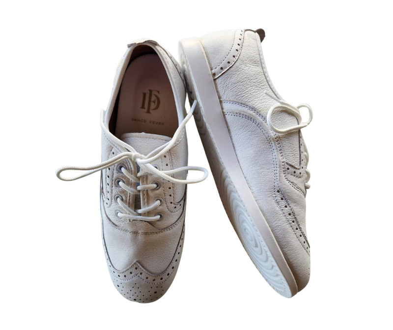 7821W - Dance Fever, Ladies Wing-Tip Lace-Up - All White, Spin Spot Sole
