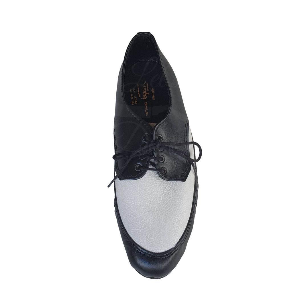 DEAN - Black / White Leather, Leather Sole. Colour and Sole options available.