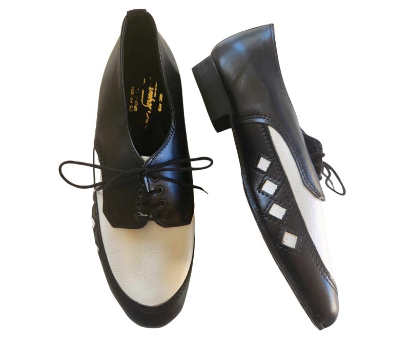 DEAN - Black / White Leather, Leather Sole. Colour and Sole options available.