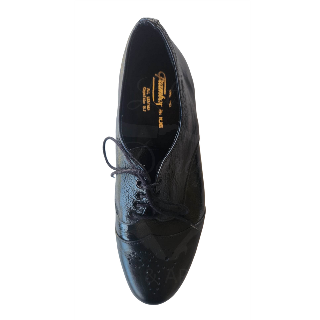 NEVILLE - Black / Black Patent Leather, Leather Sole. Colour and Sole options available.