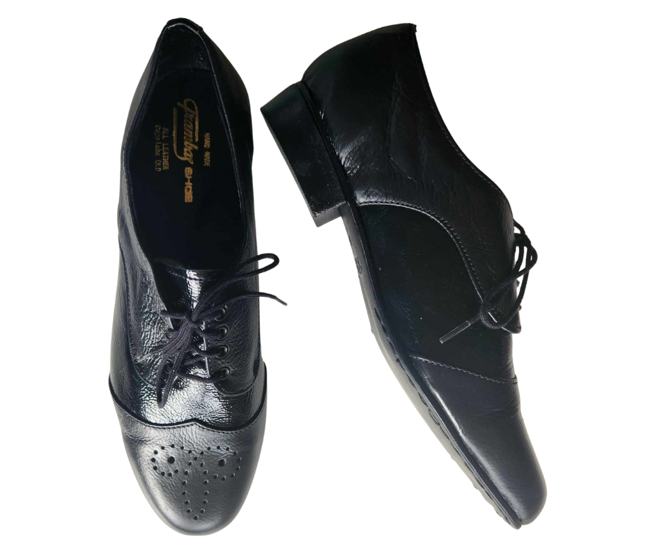 NEVILLE - Black / Black Patent Leather, Leather Sole. Colour and Sole options available.