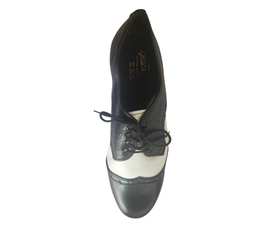 ROOPE - Black / White Leather, Leather Sole. Colour and Sole options available.