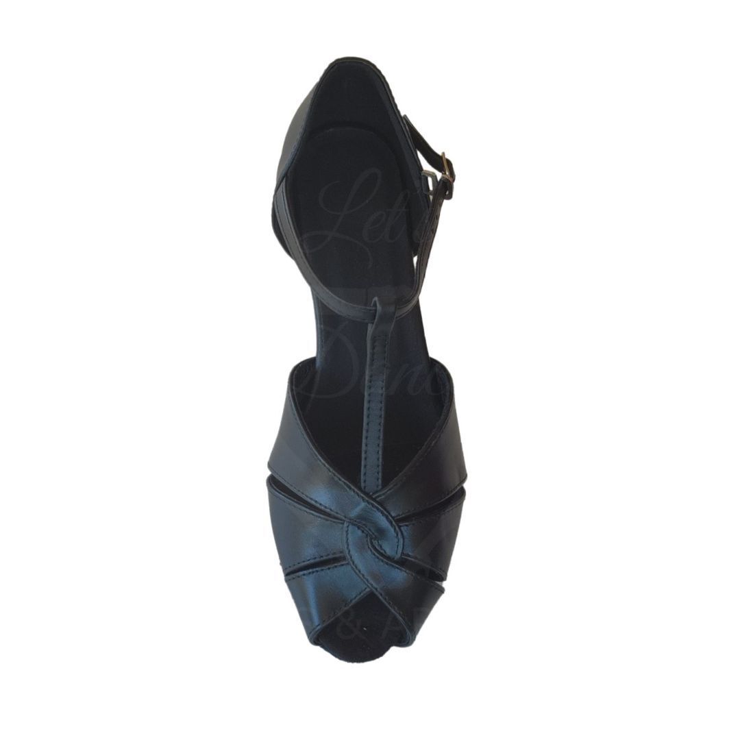JF-270617 - Black, full-leather, Suede Sole, 5cm Block Heel