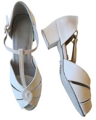 JF-270617 - White, full-leather, Suede Sole, 5cm Block Heel JF-270617 - White, full-leather, Suede Sole, 5cm Block Heel