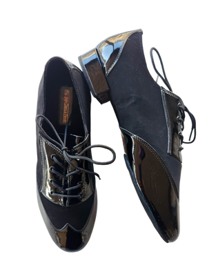 7777S - Dance Fever, Black Patent Leather, Split Black Suede Sole