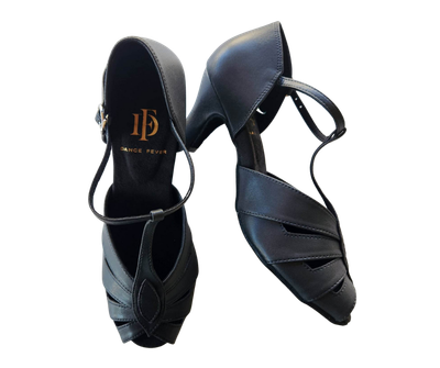 S230B-1 - (Clearance) Dance Fever Black Satin, Suede Sole