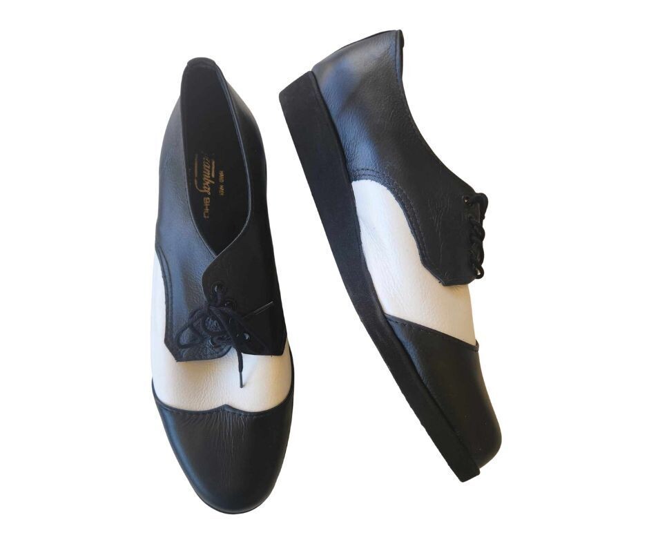 REINO - Black / White Leather, Wedge EVA Sole. Colour and Sole options available.