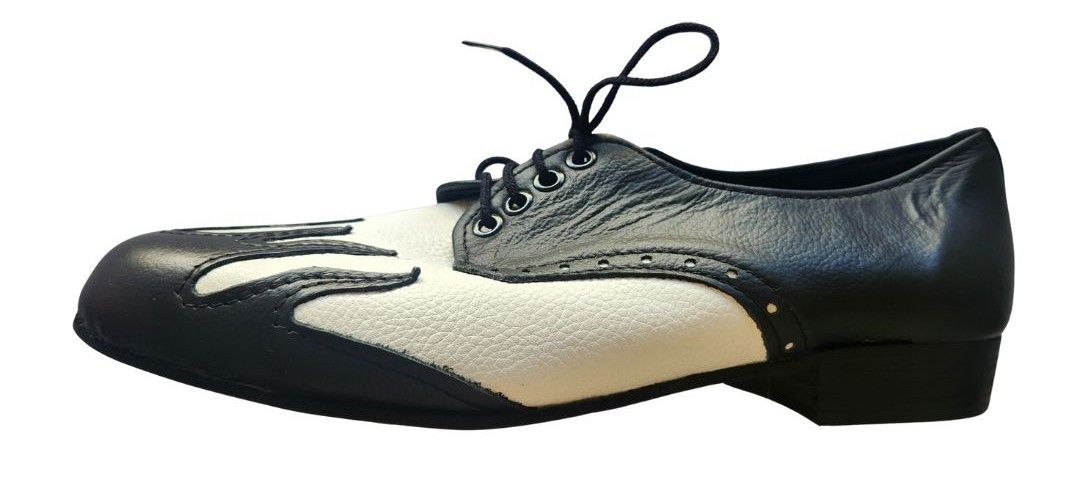 FLAME - Black / White Leather, Leather Sole. Colour and Sole options available.