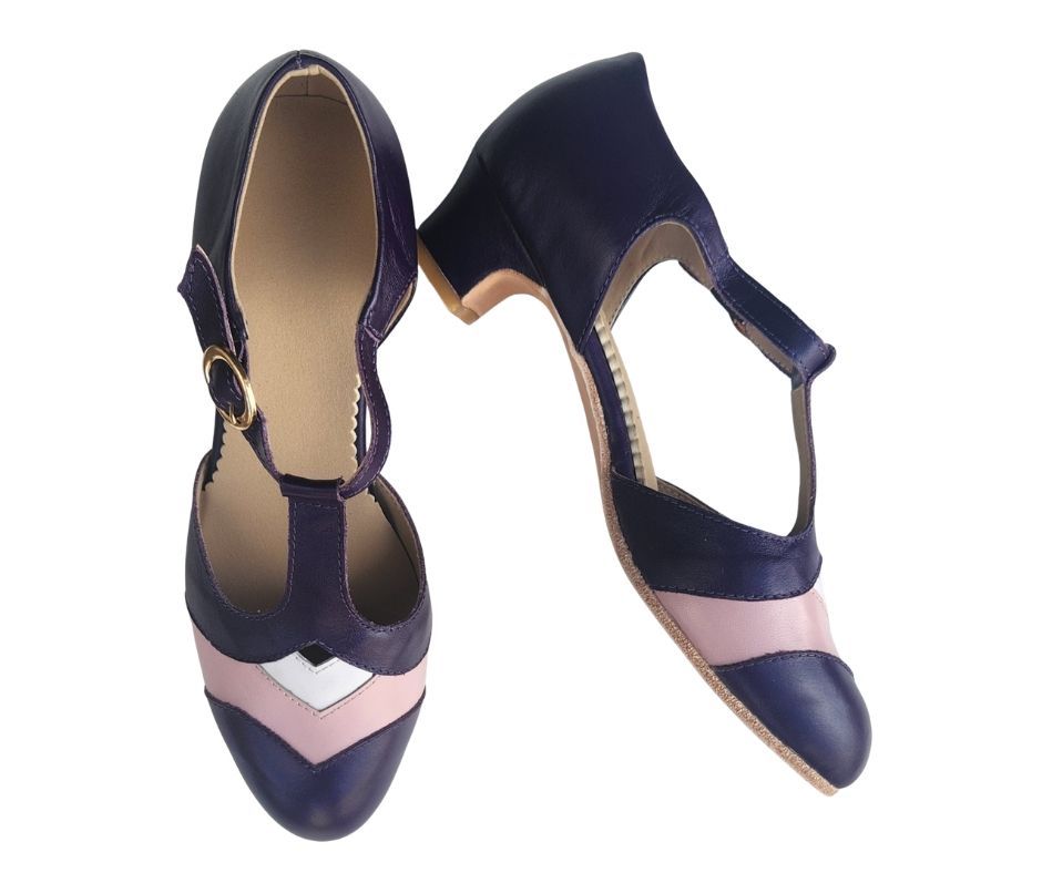 M-0927 - (Moss) Purple-Pink-White. Leather Sole, 4cm Heel. Heel and Colour options available. M-0927 - (Moss) Purple-Pink-White. Leather Sole, 4cm Heel. Heel and Colour options available.