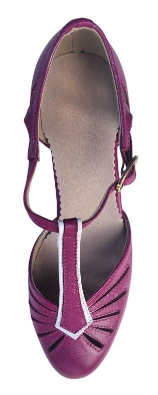 M-0523 - Dark Pink / White Leather, Leather Sole, 4cm heel. Heel and Colour options available.
