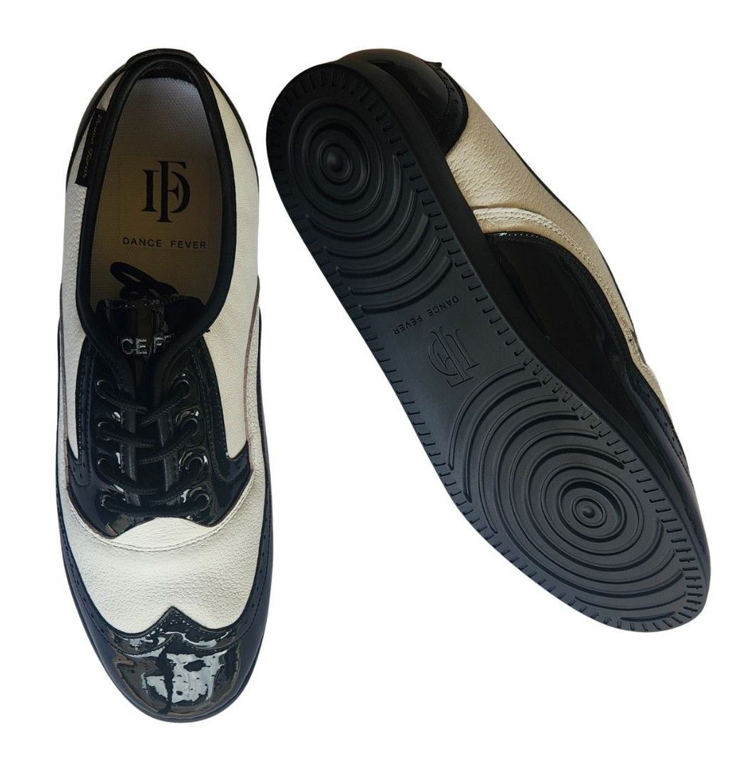 7821BPW - Dance Fever Ladies Wing-Tip Lace-Up - Patent Black-White, Spin-Spot Sole 7821BPW - Dance Fever Ladies Wing-Tip Lace-Up - Patent Black-White, Spin-Spot Sole