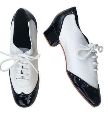 DZ-200801BPW- Ladies Black Patent and White Matte Leather. Leather Sole, Rubber Heel. DZ-200801BPW- Ladies Black Patent and White Matte Leather. Leather Sole, Rubber Heel.
