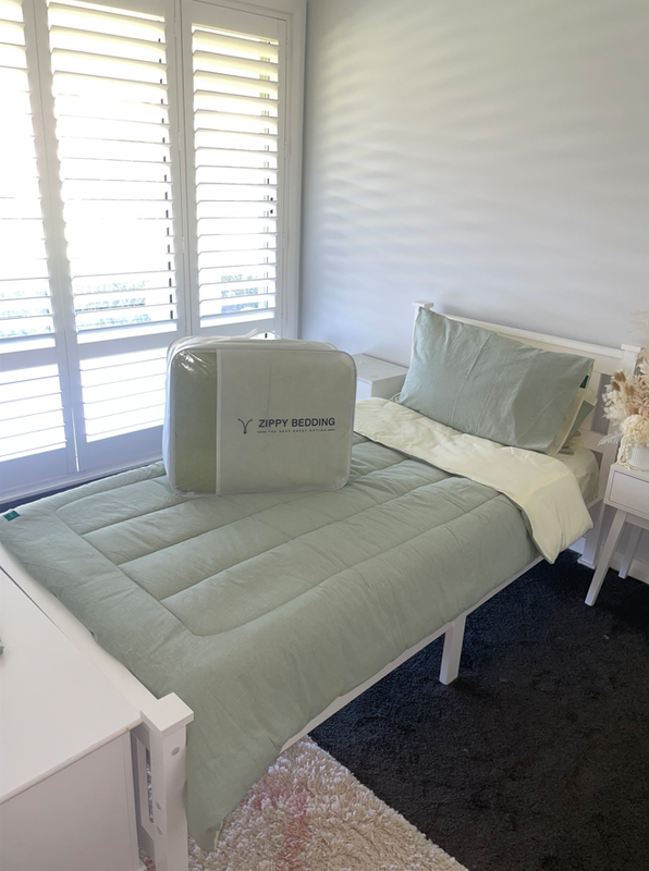 SINGLE HOUSEHOLD BED 100% Cotton Bedding Set - Willow Green