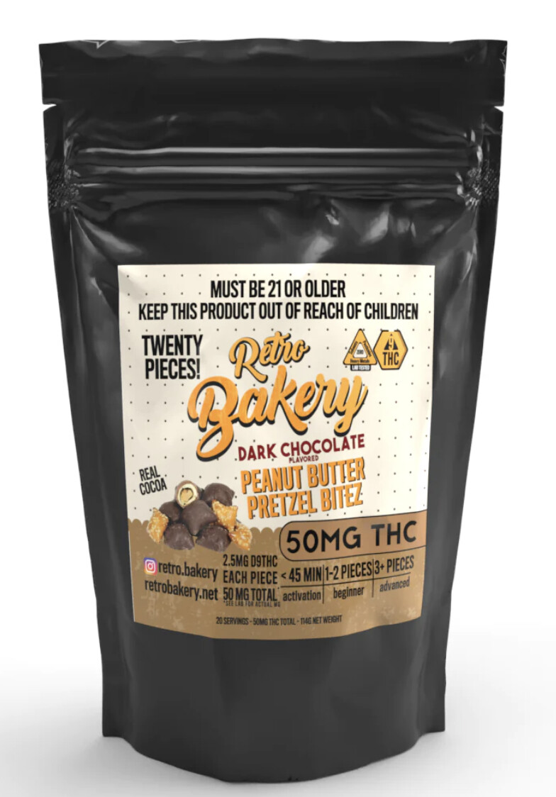 THC Dark Chocolate Peanut Butter Pretzels 2.5 mg THC