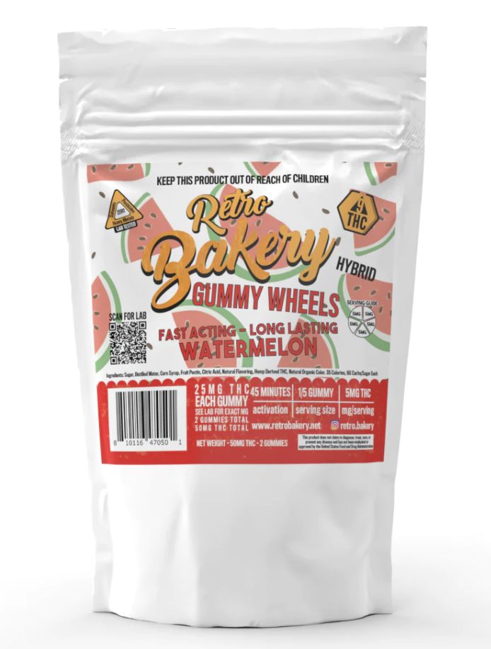 Gummy Wheels-2 pack, 25mg THC, Flavor: Watermelon
