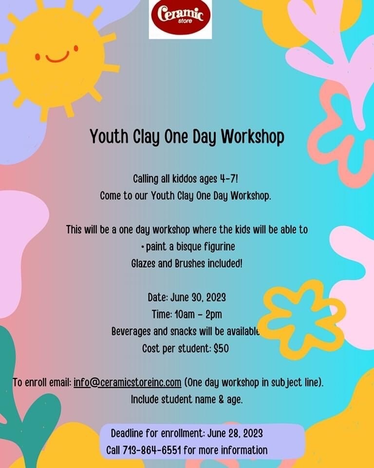 Youth One day Clay Workshop June 30th