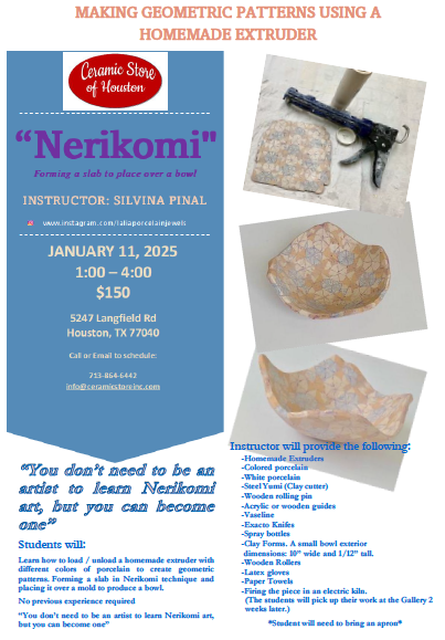 Nerikomi January 11th 1pm - 4pm  ***SOLD OUT***