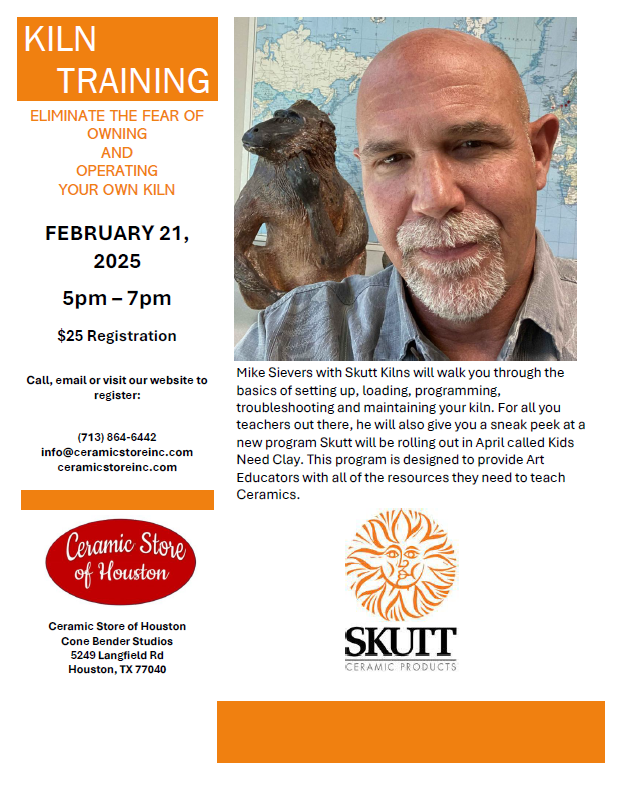 Skutt Kiln Training February 21, 2025 5pm-7pm