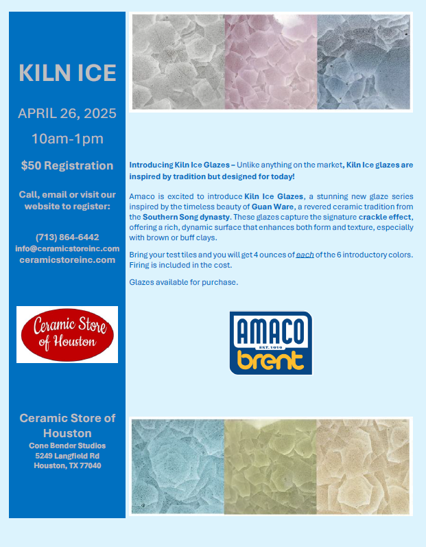 Amaco Kiln Ice April 26, 2025 10am-1pm