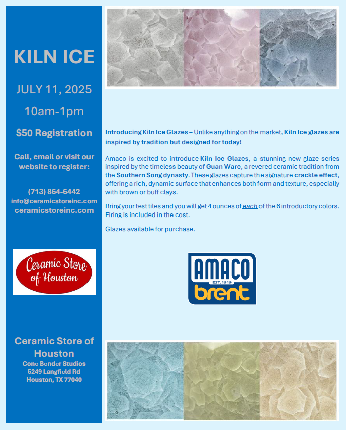 Amaco Kiln Ice July 11, 2025 10am-1pm