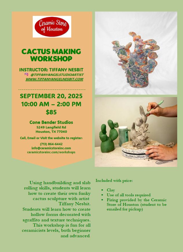 Cactus Making Workshop September 20, 2025 10:00 am - 2:00 pm