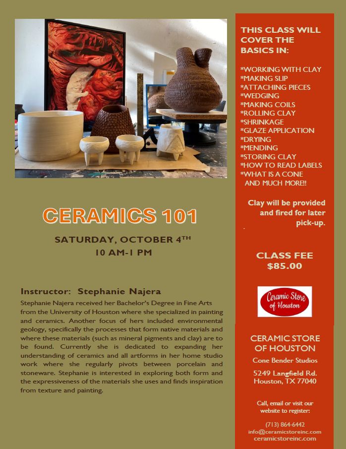 Ceramics 101 October 4, 2025 10am - 1pm