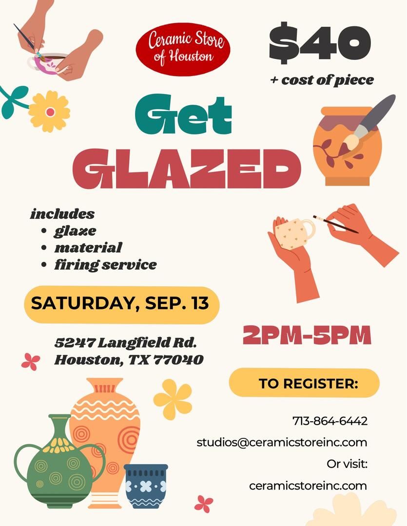 Glaze Party September 13, 2025 2pm-5pm