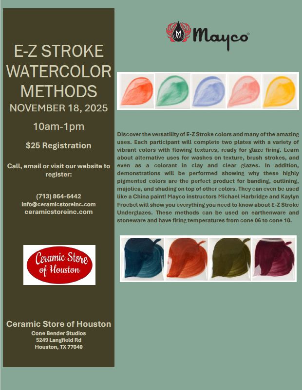 Mayco E-Z Stroke Watercolor Methods November 18, 2025 10am-1pm