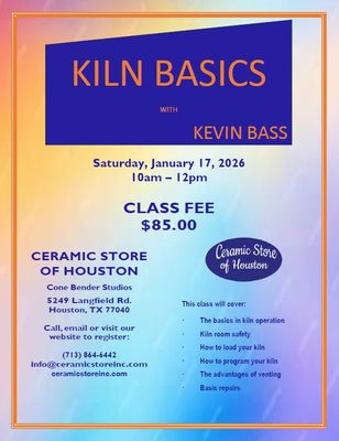Kiln Basics 1/17/2026 10am-12pm