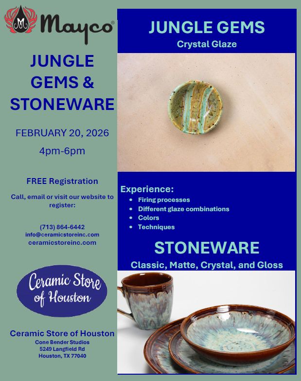 Mayco - Jungle Gems &amp; Stoneware 2/20/2026 4pm-6pm