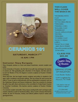 Ceramics 101 3/7/2026 10am-1pm