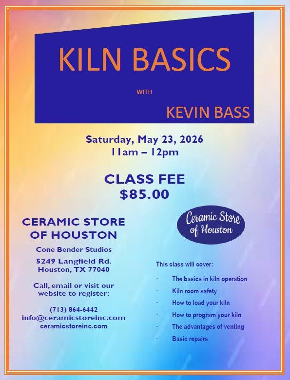 Kiln Basics Saturday, May 23, 2026 11am-12pm