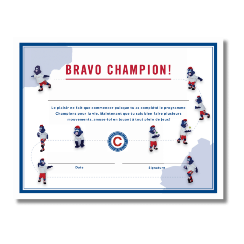 Certificats du programme Champions pour la vie