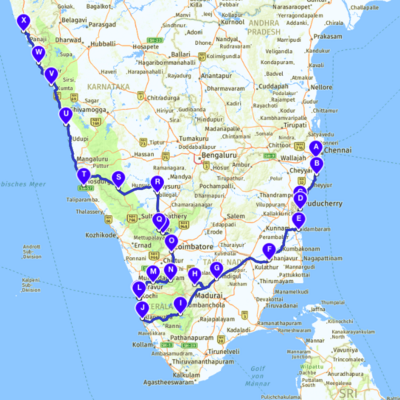4 Weeks Package, Chennai to GOA, &quot;Coast to Coast&quot;, 28days, 26 nights, 24 days riding, 2.500km. Beaches, Curves, country side to visit, meet people, party at GOA. See 80+ pages and pictures