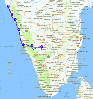 1 Week Mysuru to Goa, &quot;The best of Everything&quot;, 7days, 5 nights, 5 days riding, 750km. Exciting curves &amp; wonderful beaches are the characteristics of this Tour. See 20+ pages PDF-Document and pictures