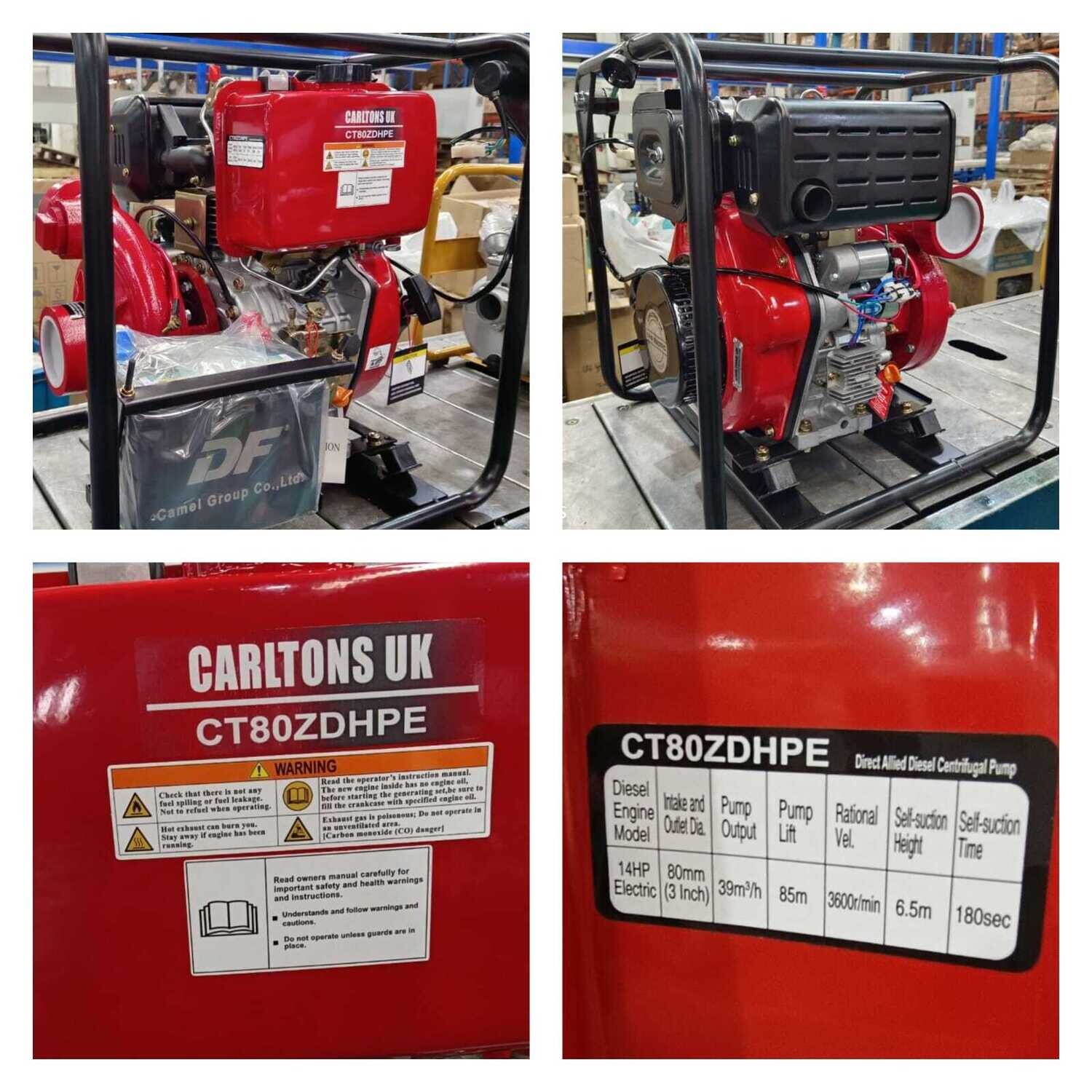 Carltons UK Diesel Water Pump CT100ZD 16hp 4inch