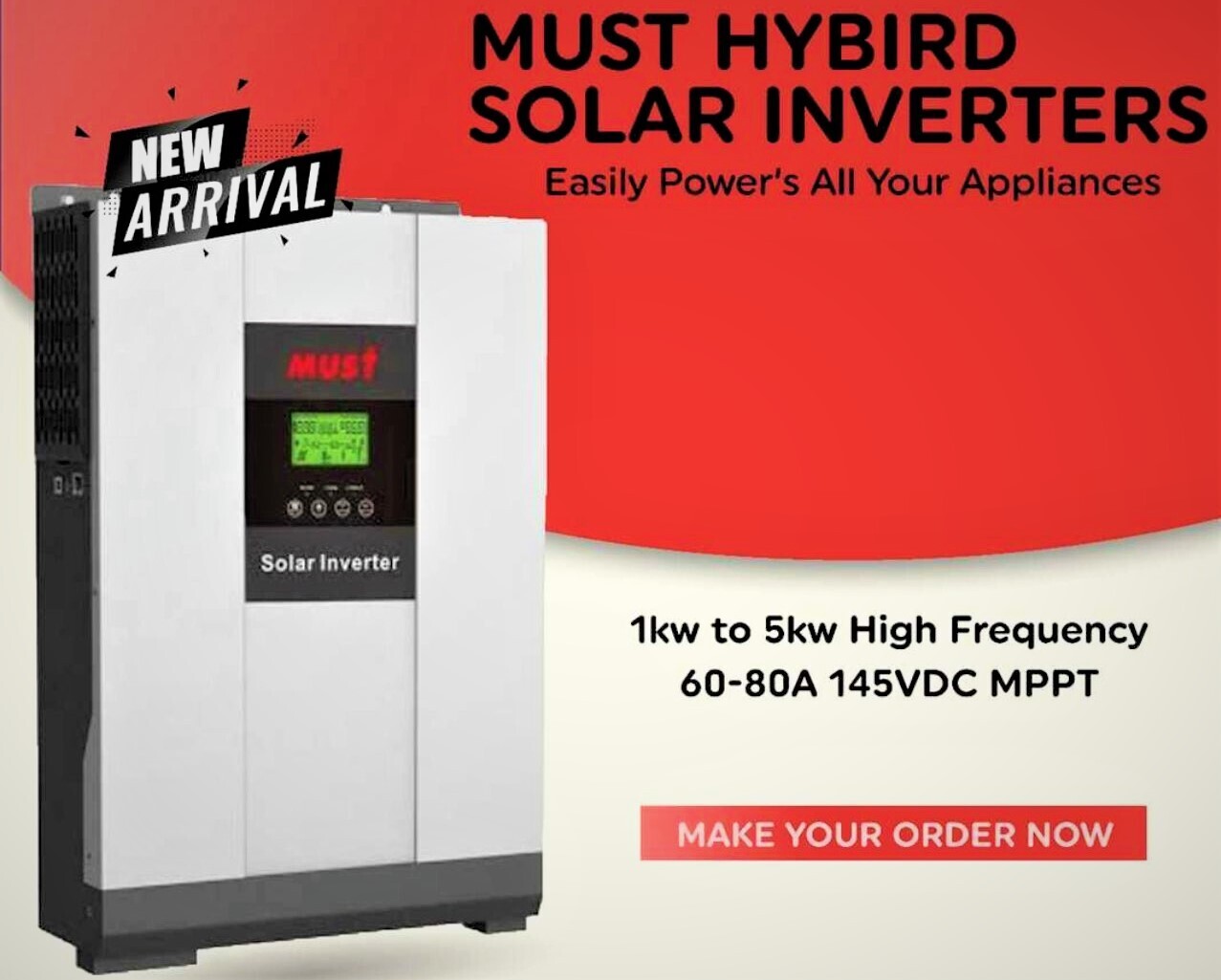 MUST HYBRID INVERTER 2KVA 24V 60A MPPT