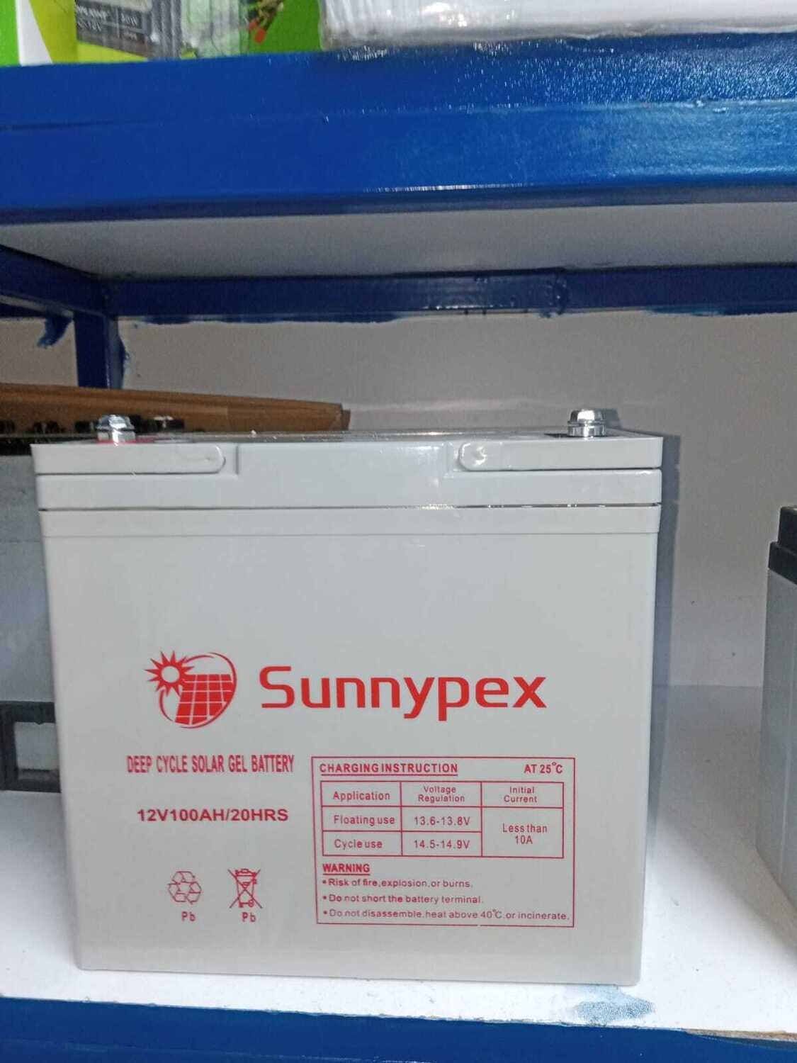 Sunnypex Deep Cycle Solar Gel 12v 100ah 20hrs  Battery