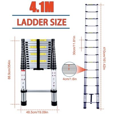 4.1m, 13.5ft Telescopic Ladder Heavy Duty