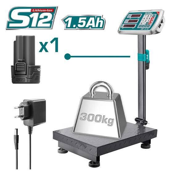 TOTAL Lithium-Ion scale 12V / 300Kg (TES1267)