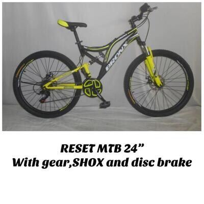 Reset Mountain Bike 24&quot; With Gear, Shoxs and Disc Brakes