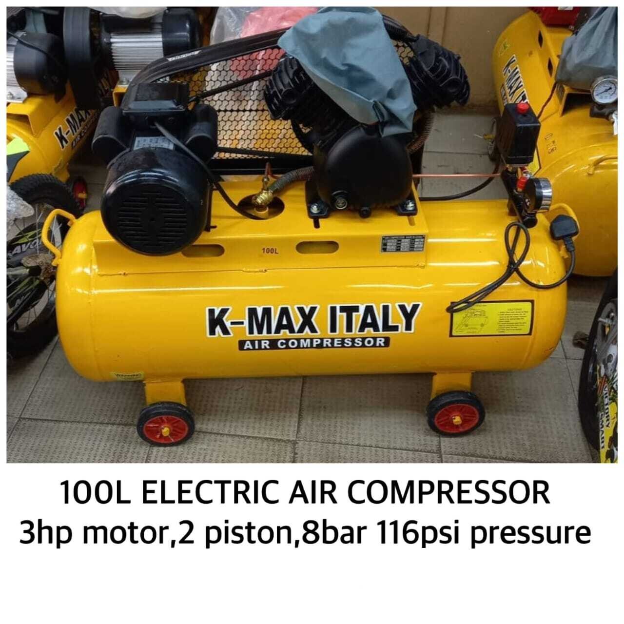 KMax Italy 100Ltrs 8 Bar 2Piston 3hp Motor  Electric Air Compressor