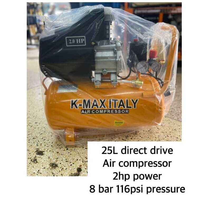 Kmax Italy 25 Litres 2hp Motor 8 Bar Direct Drive Air Compressor