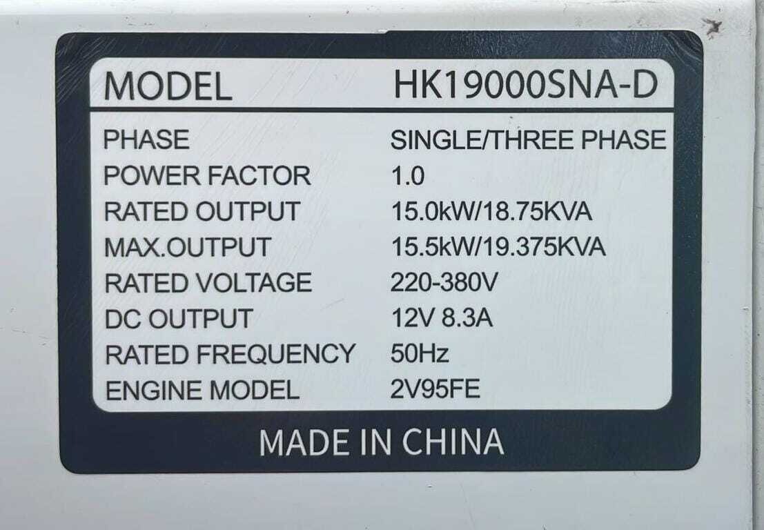 HK19000SNA-D Hisaki Japan Diesel Generator 19.375kva DOUBLE SWITCH 3PHASE