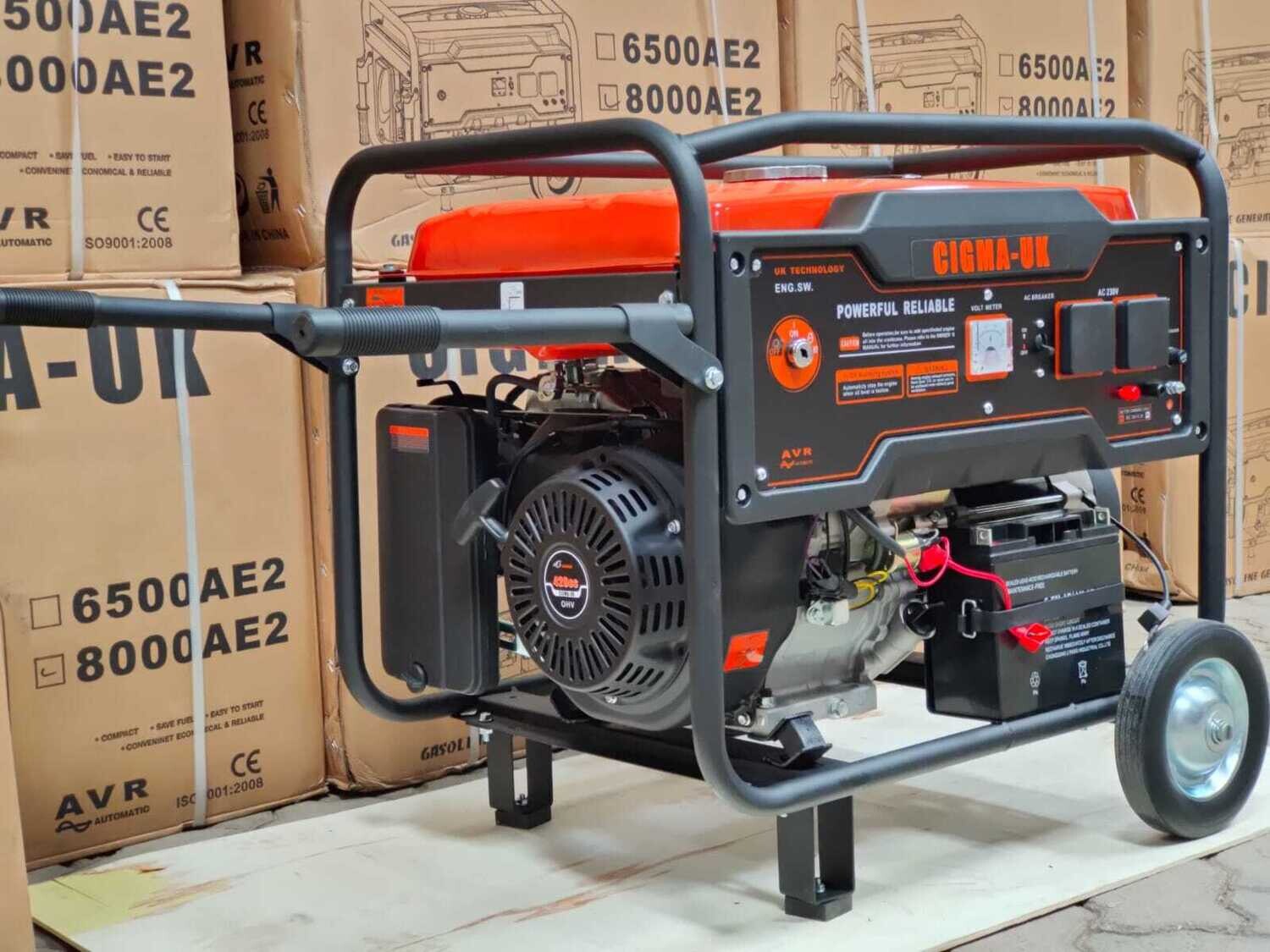 CIGMA-UK 6500AE2 (With wheels and trolley) 5.6KW Gasoline Generator