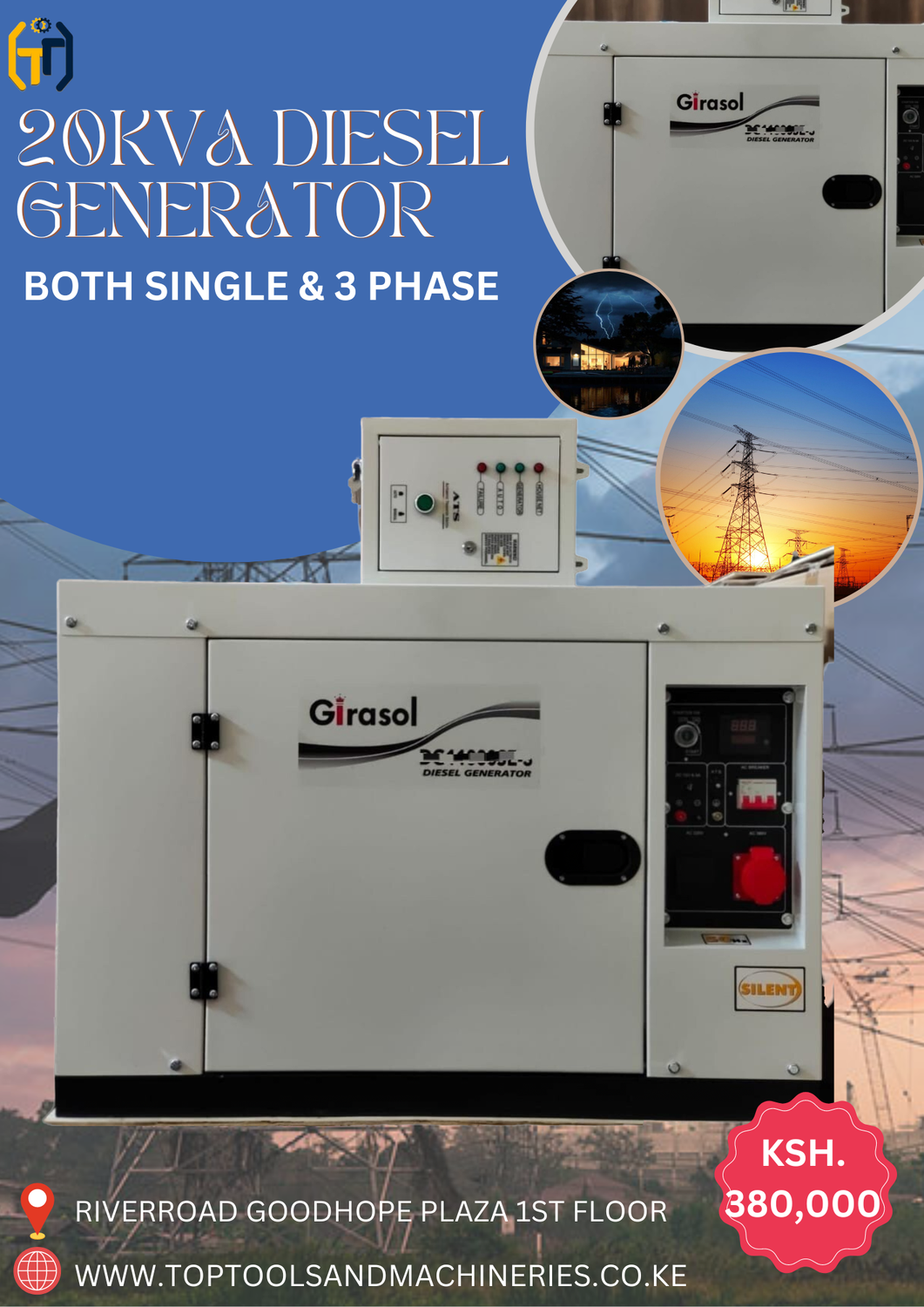 AFFORDABLE 20KVA BOTH SINGLE &amp; THREE PHASE SILENT DIESEL GENERATOR