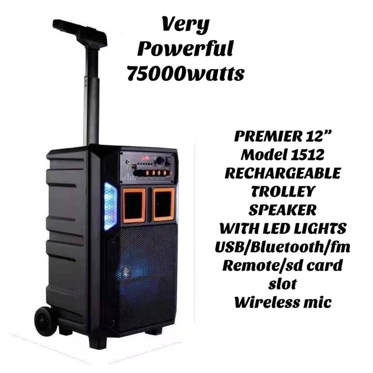 Powerful Rechargeable Trolley Speaker with Led Lights 7500w