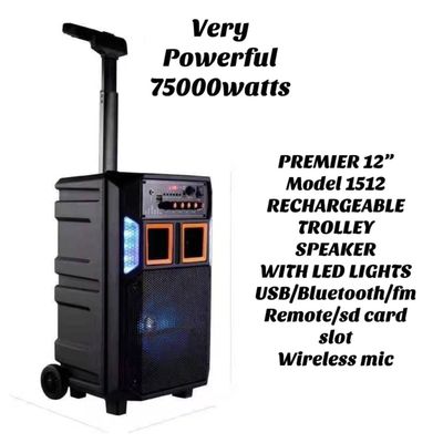 Powerful Rechargeable Trolley Speaker with Led Lights 7500w